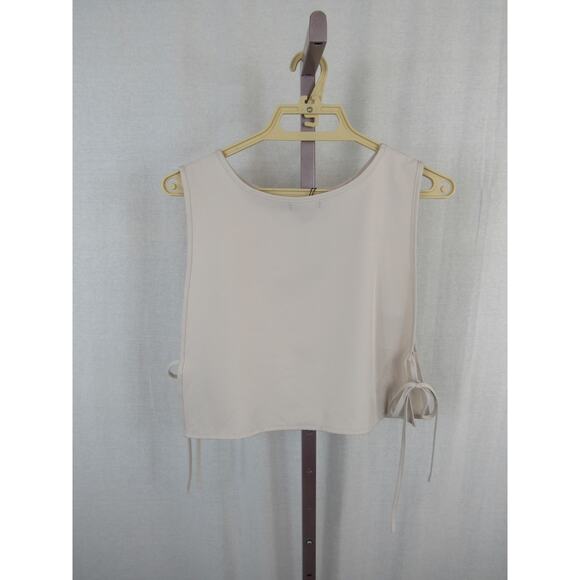 NWT Nastygal Tie Side Sleeveless Crop Top Stone US 10 White Ivory Open Sides - Picture 4 of 4